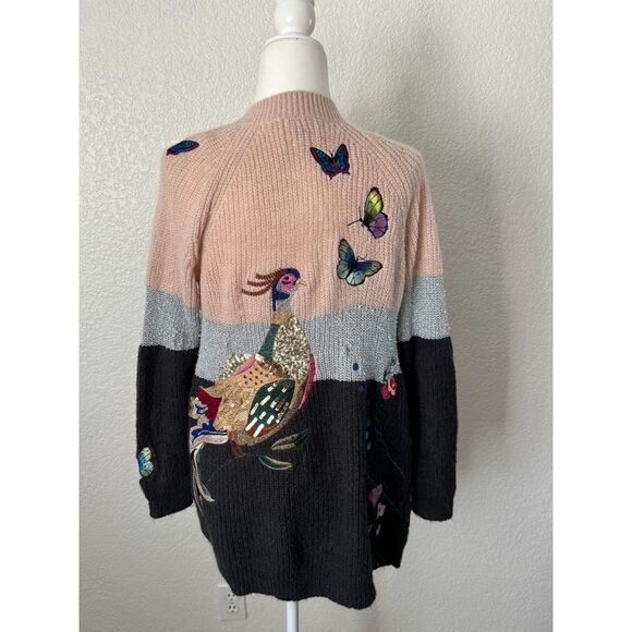 Anthropologie HWR Monogram Winged Patchwork Cardigan Size XS - Picture 7 of 13